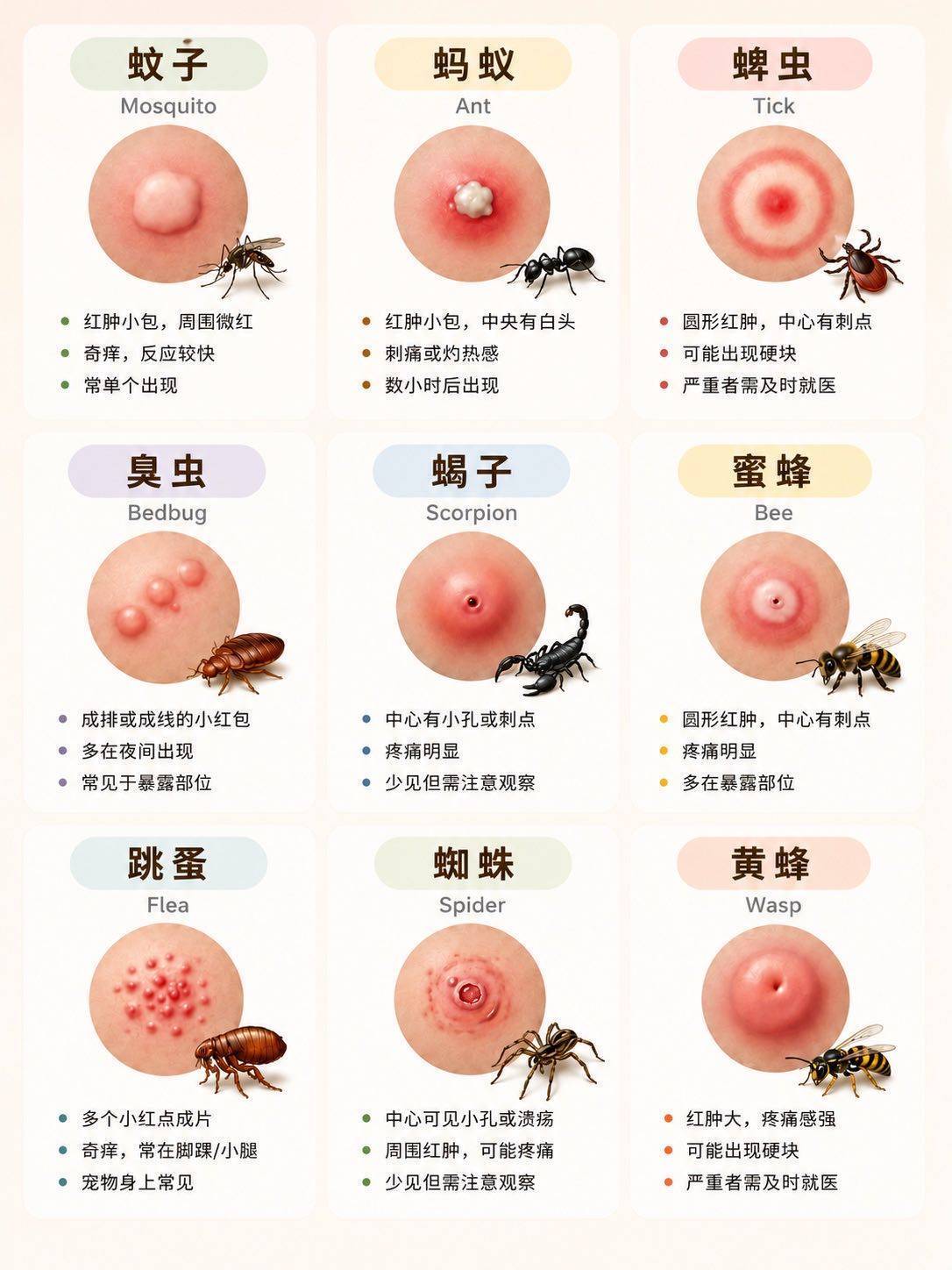 不同虫子咬的包 