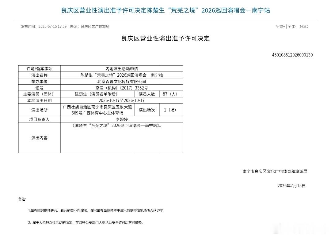 啊啊啊啊啊啊好消息接二连三广西演唱会审批就这样突然出现！10月17日，广西体育中
