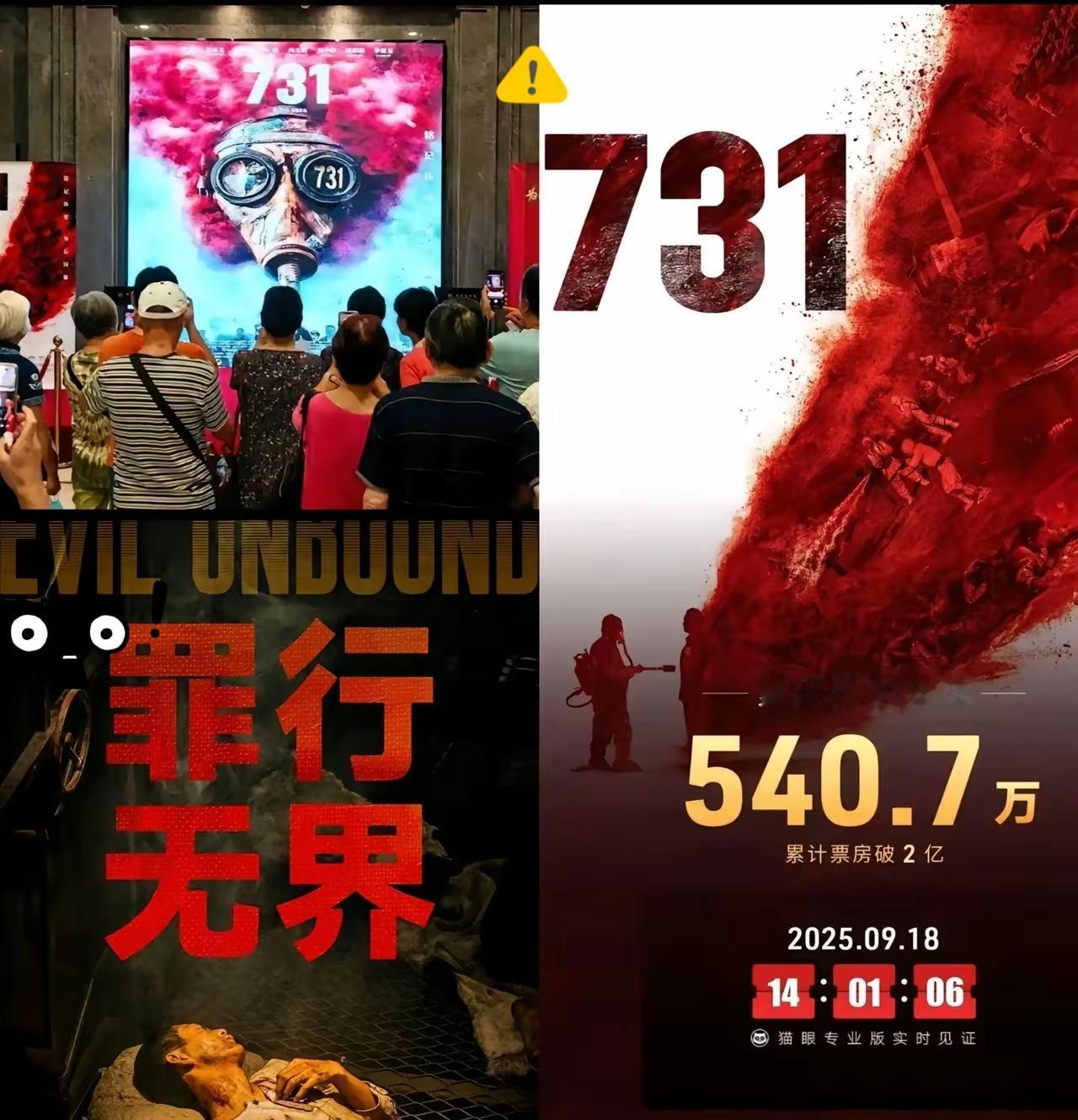 就在刚刚
日本已经傻了 直接选择摆烂 
因为《731》全球首日票房总量，这个数字
