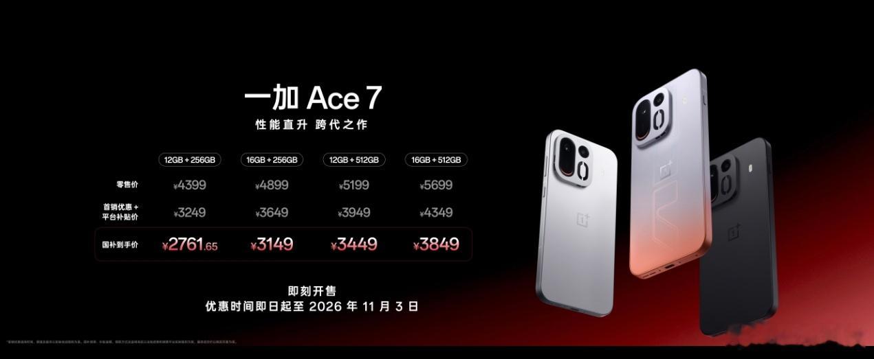 一加Ace7价格来了，卧槽(¬д¬。)有点夯啊一加Ace 7各种优惠补贴加国补后