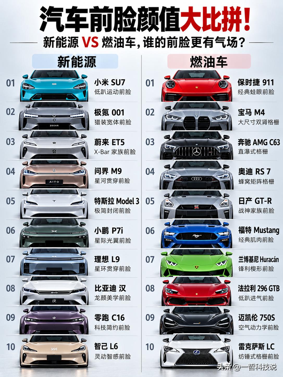 汽车前脸颜值大比拼，谁的前脸更有气场？

同样一张车脸，新能源车玩的是科技与未来