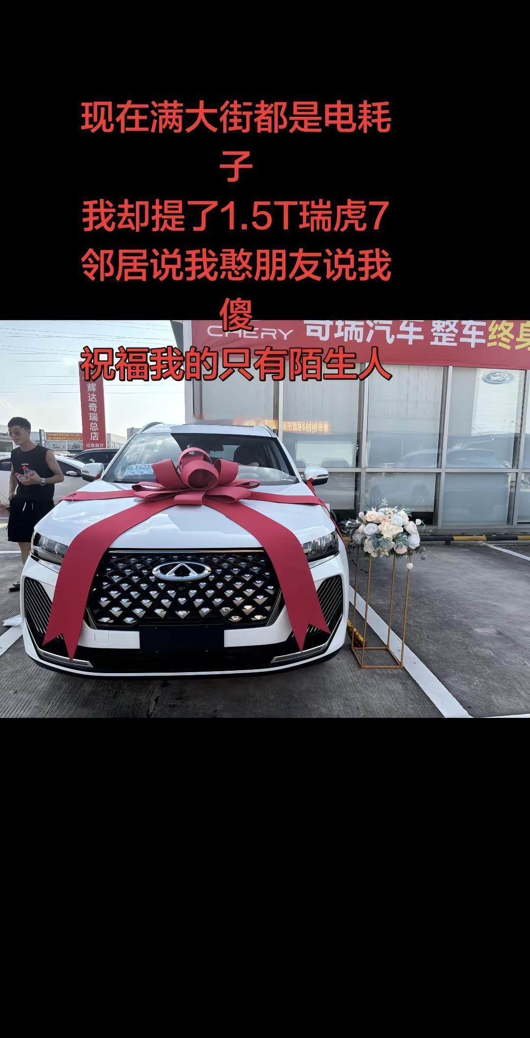 在满大街都是电耗子我却提了1.5T瑞虎7邻居说我憨朋友说我傻祝福我的只有陌生人