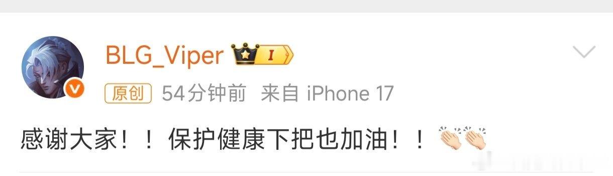晋级LPL决赛之后，BLG下路双人组发文！Viper：感谢大家！！保护健康下把也