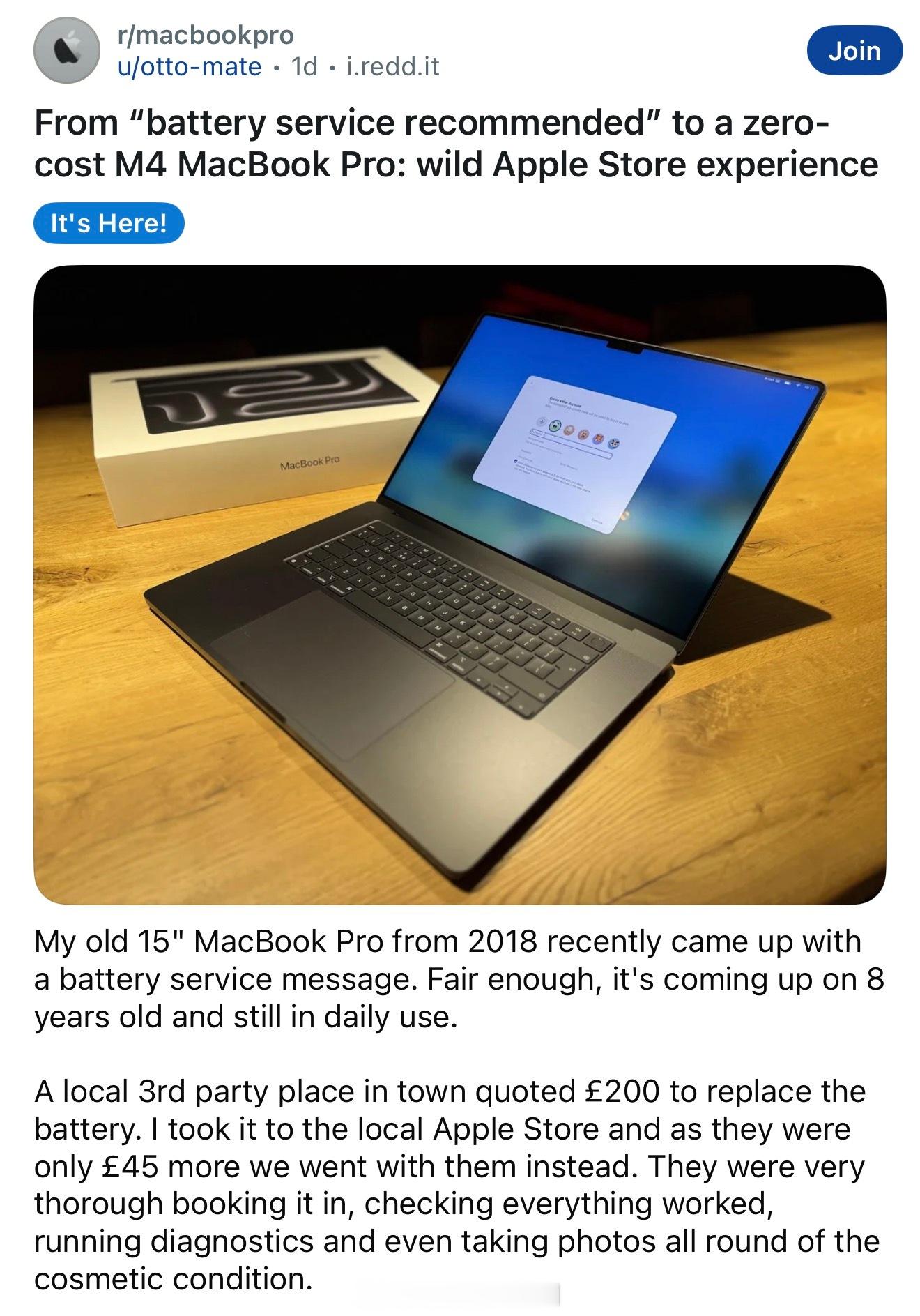 Reddit 用户otto-mate的一台2018款15英寸MacBook Pr