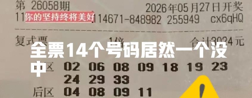 我真的服了，全票前前后后总共14个号码，居然可以只中一个号，主任下手太狠了！