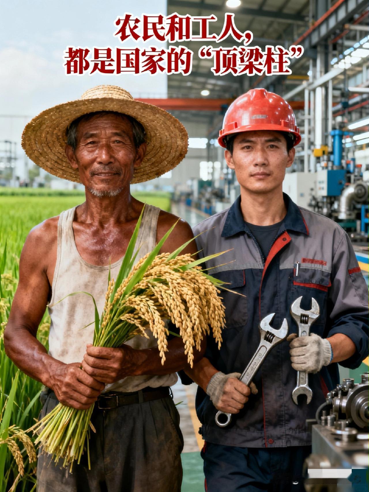 别纠结农民和工人谁贡献大了，这俩根本没法比，缺了谁都不行。
 
农民守着田，种出