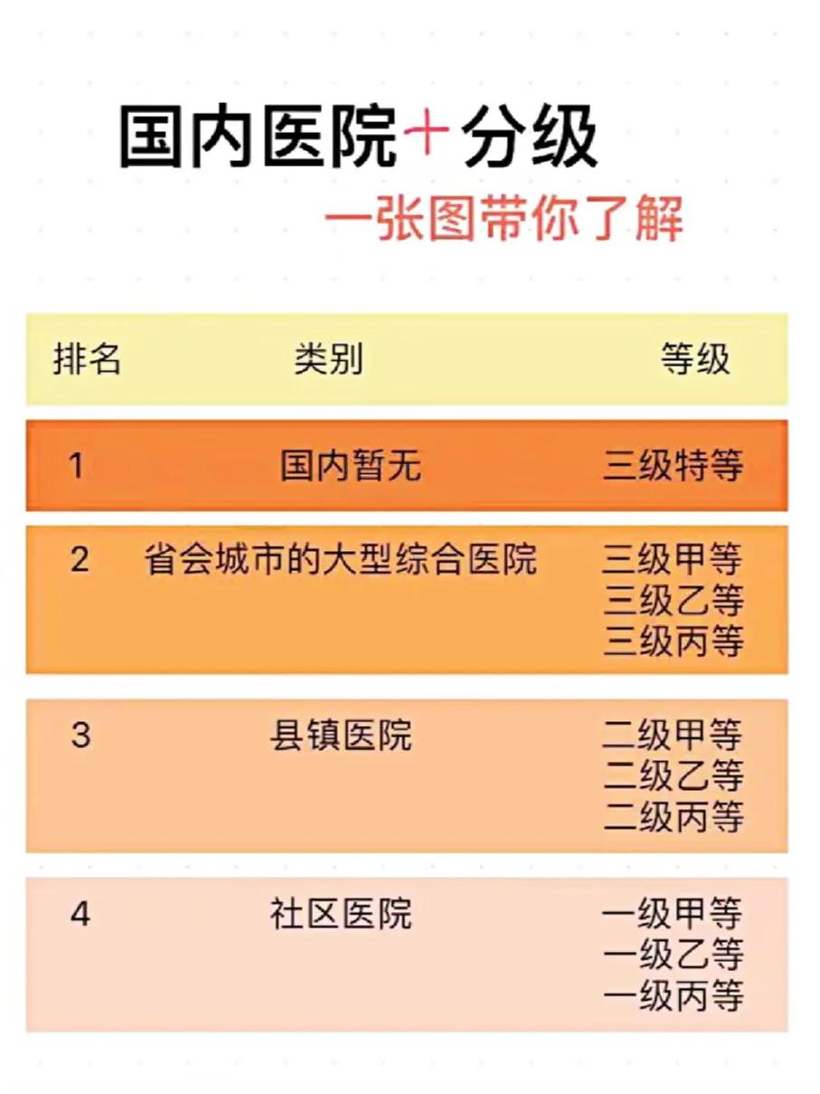 国内医疗机构级别表
提供就医方向，
医保与商业保险的报销及理赔重点依据。
#医保