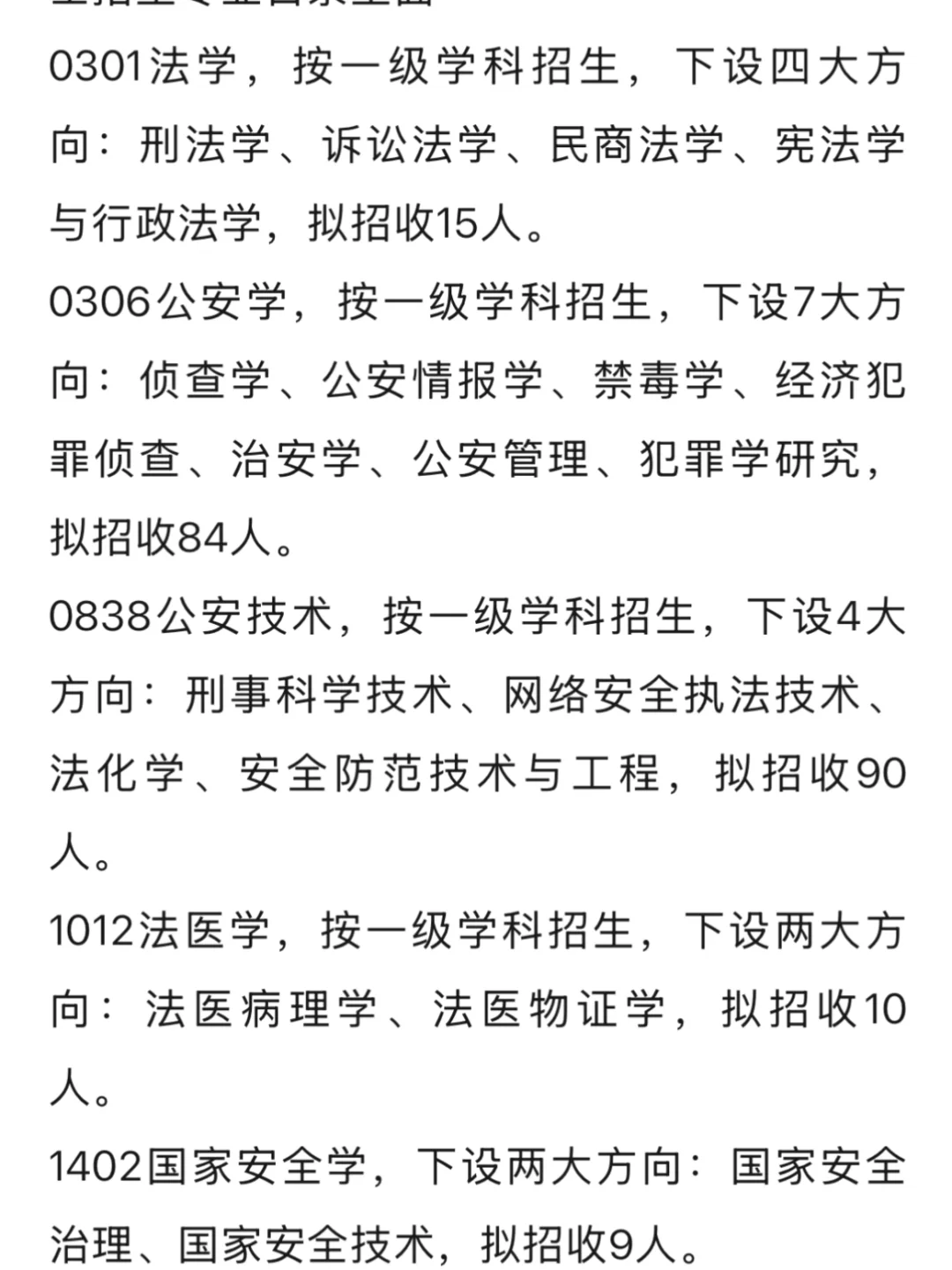 刑警学院发布2025年研究生招生简章，各专业