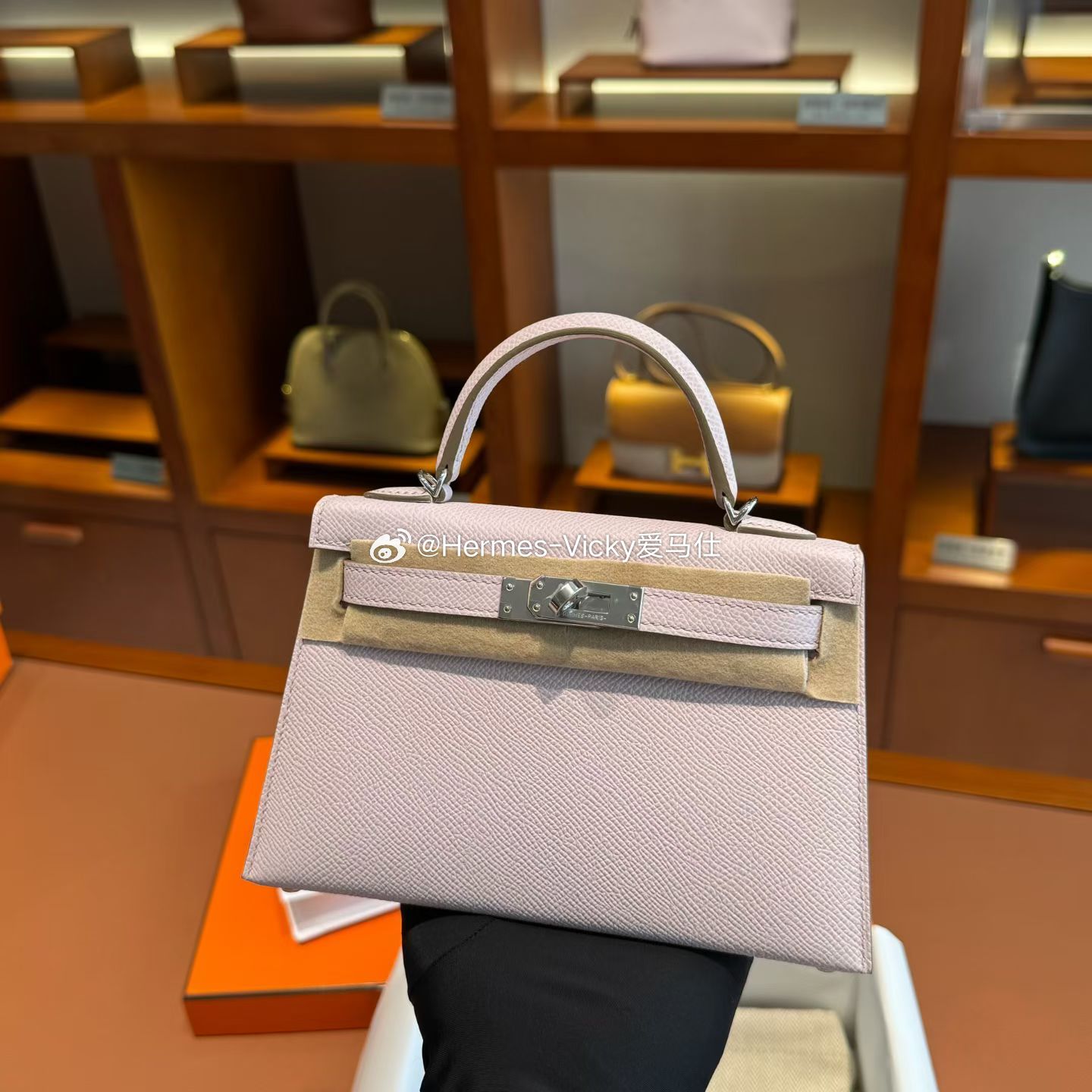 Kelly mini 2代 Epsom皮 09梦幻粉紫 银扣爱马仕hermes