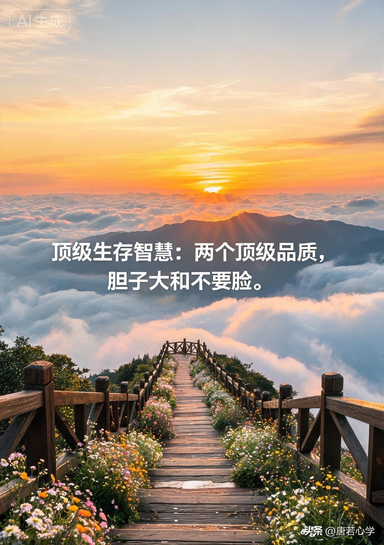 顶级生存智慧：两个顶级品质，胆子大和不要脸。

有句老话看似粗鄙，却暗藏生活的深