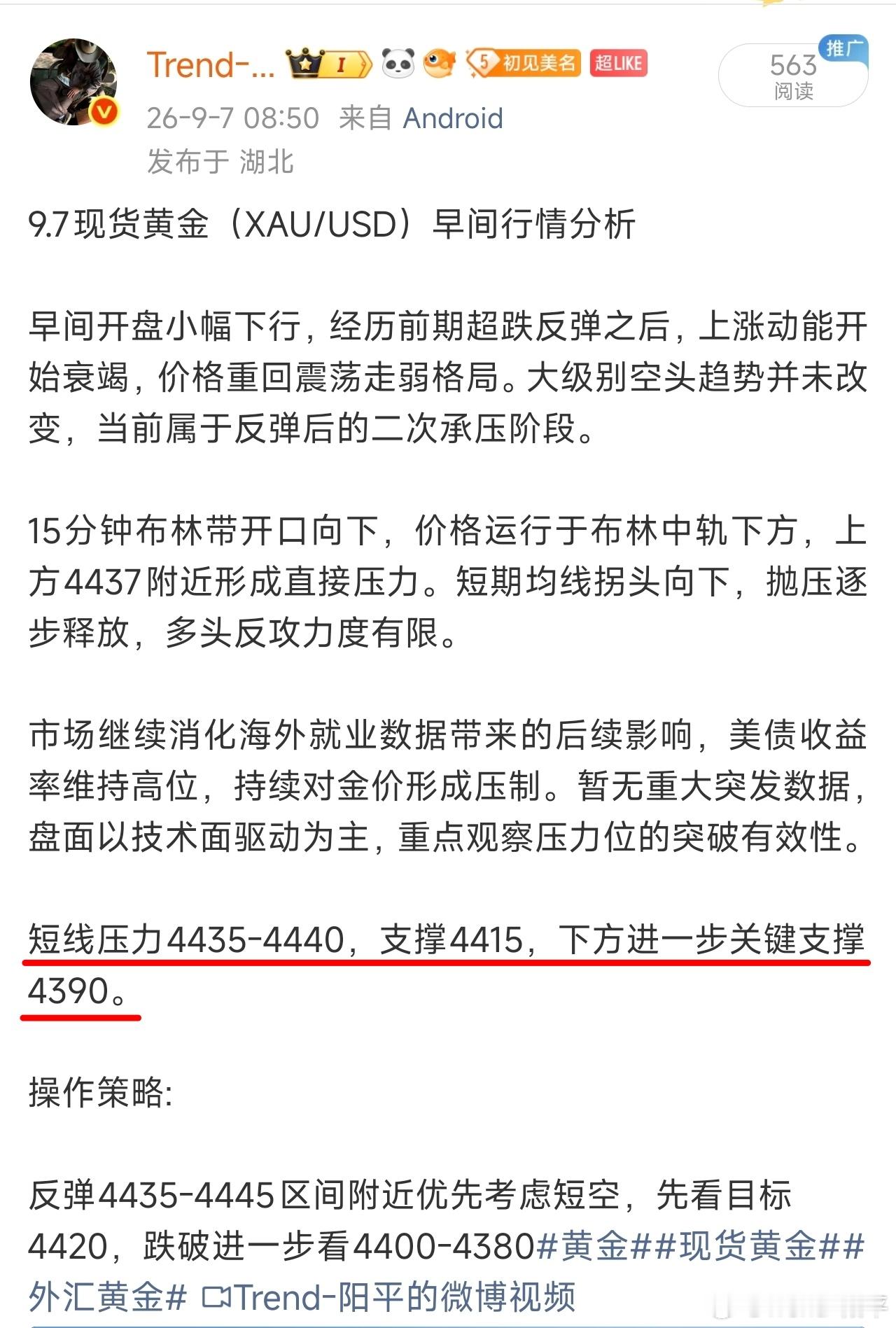 早间提示箜头进场位置踏箜，提示“强支撑4390”，“4390”一线进场哆箪，航秦