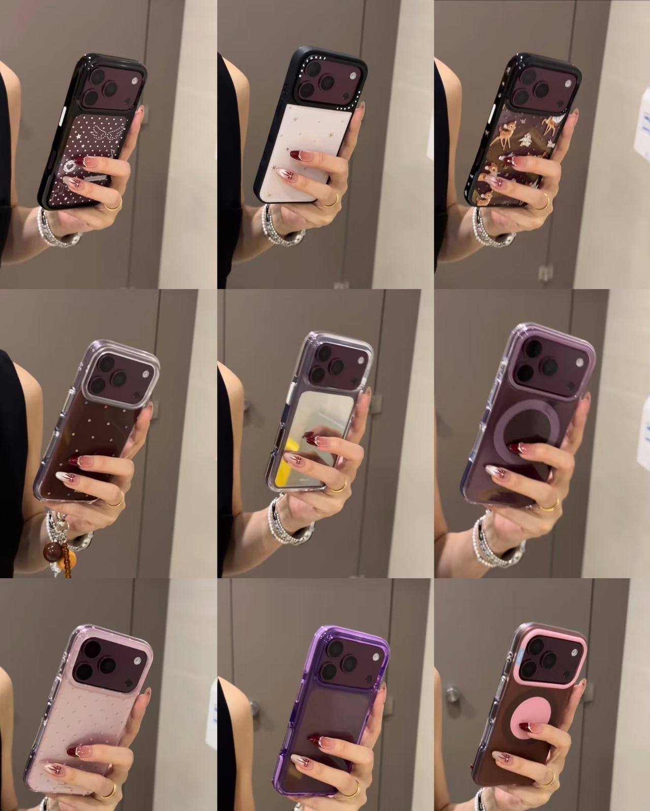 18pro酒红暗调氛围感手机壳合集来啦✨
   多款不同风格可选，波点闪钻、小鹿