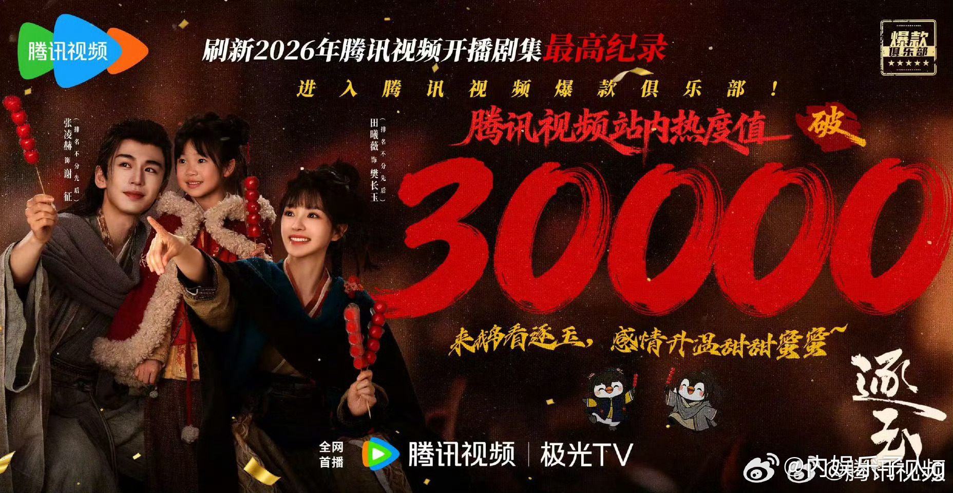 田曦薇个人话题在逐玉播出期间涨了30多亿 ，破400亿…tag参与人数新增近20