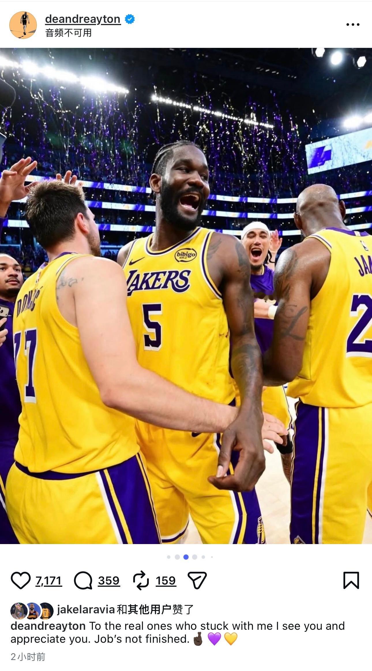 艾顿更新IG晒出本赛季照片并配文：“致那些一直支持我的朋友们，我都看到了，由衷感