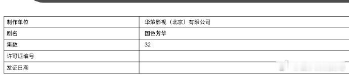 国色芳华变更为32集  国色芳华集数变更为32集 国色芳华确定 32 集，会如何