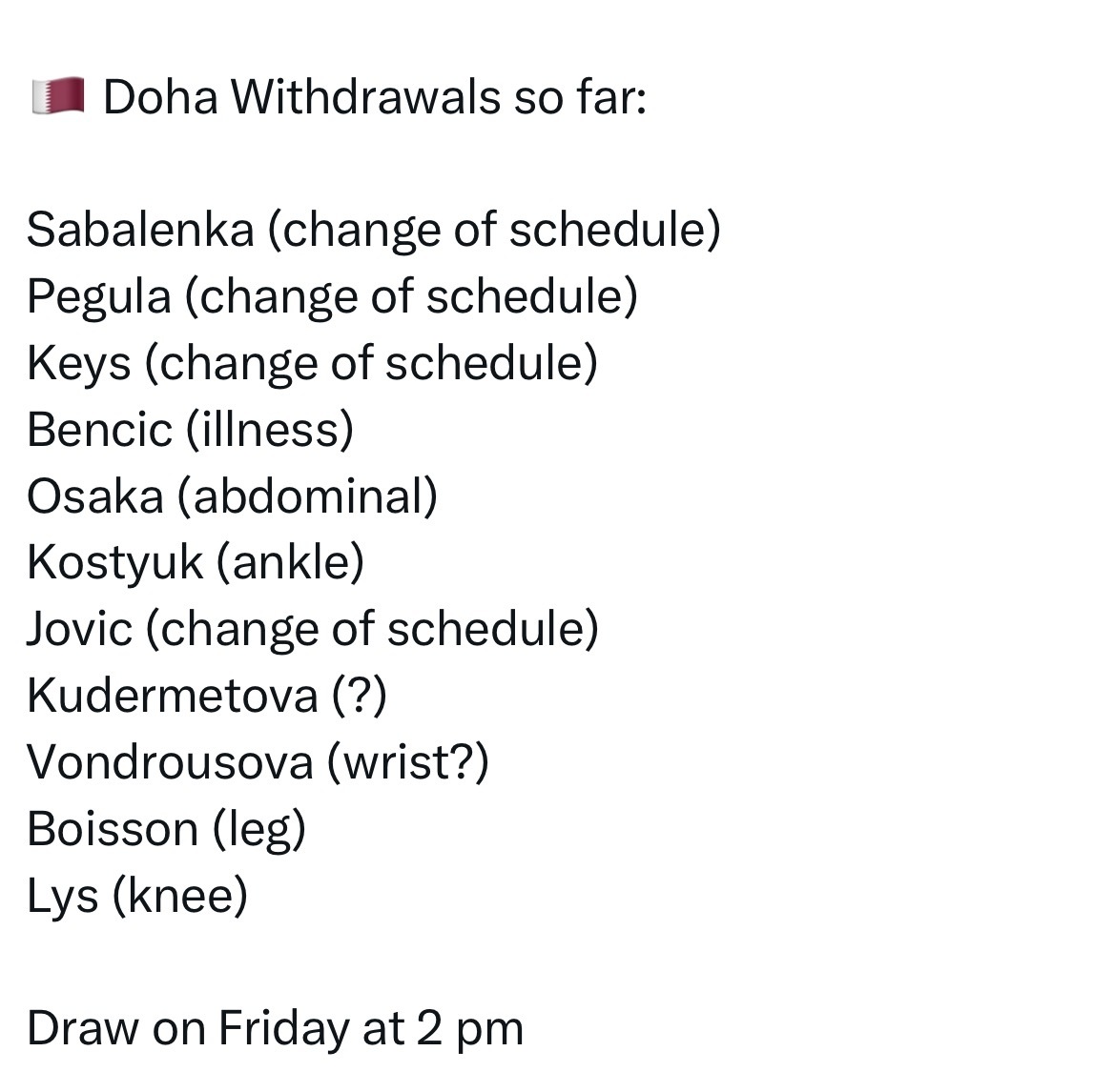 萨巴伦卡退出多哈赛体育大赏网球talking大会 除了萨巴伦卡，他们也退出多哈1