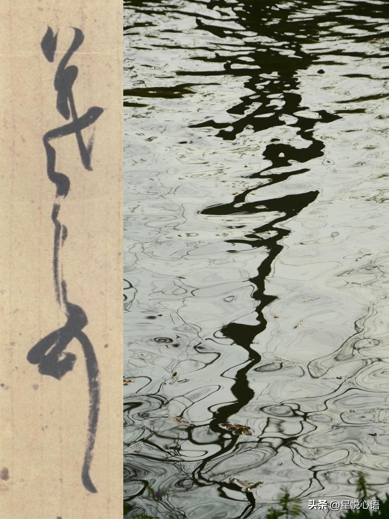 湖面上的「羲之顿首」，真的被惊艳到了。

书法不只活在纸上，
原来在水波光影里，