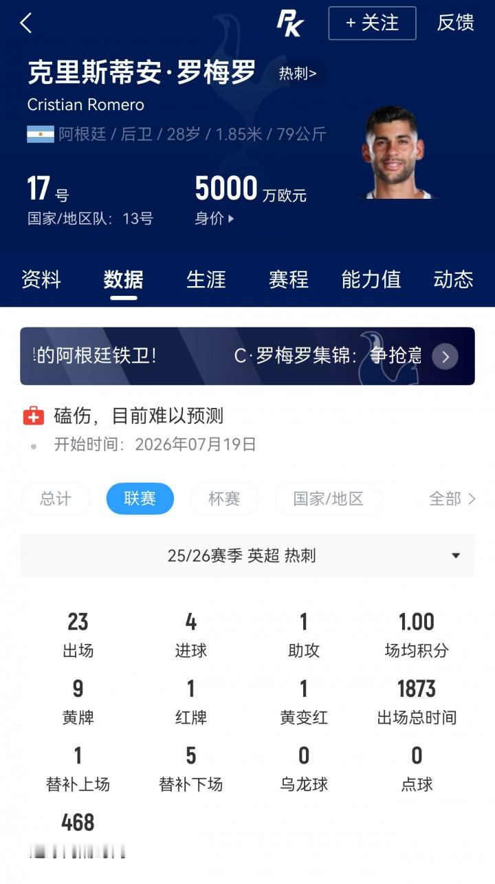 HWG！罗马诺：马竞签28岁阿根廷中卫罗梅罗，总价4000万欧含浮动（去晚了…这