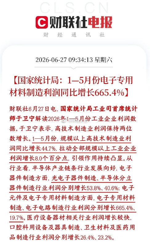 A股业绩线的板块出来了，看来后面还得看科技股今年前5个月，国内高端制造、高科技行