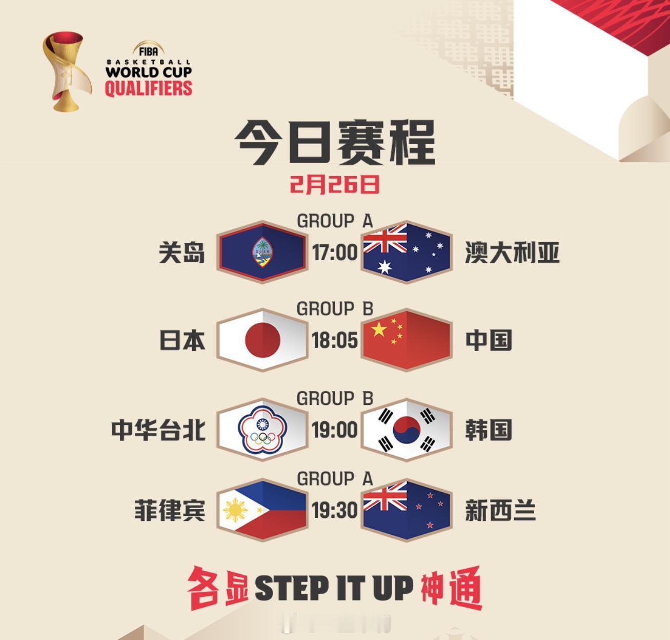 中国男篮vs日本男篮 亚大区第二窗口期今天打响，首日赛程，19点的另一场同样要关