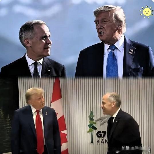 这下可真是把“两面派”三个字写在脸上了。

G7会议午宴前，加拿大总理卡尼主动凑