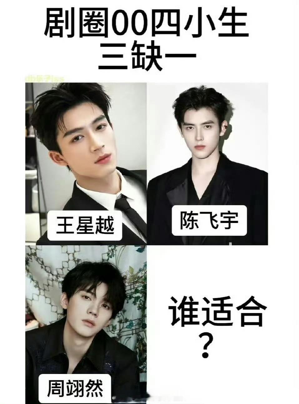 网友评选目前内娱剧圈00四小生：王星越、陈飞宇、周翊然，还有一个位子谁能胜任？ 