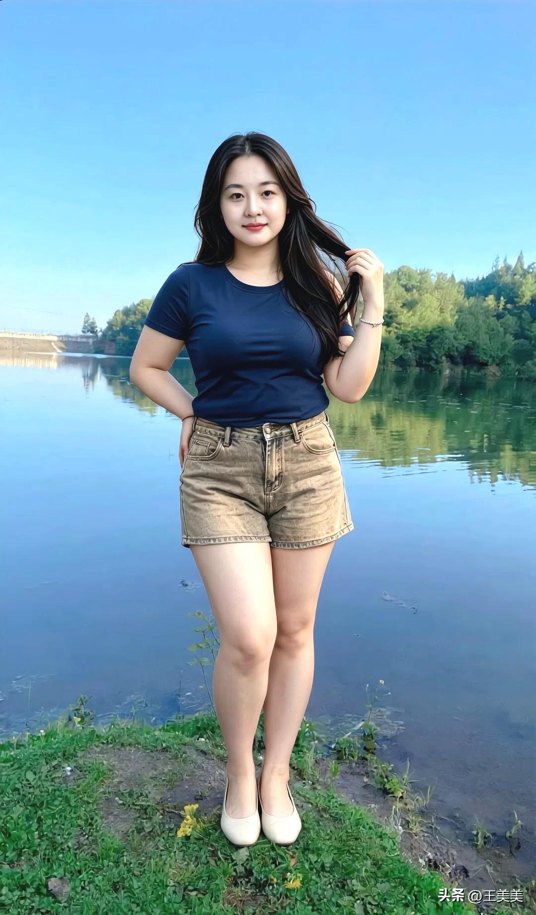 一汪碧水，穿搭清凉
不施粉黛，清纯自然
魅力十足，让人陶醉