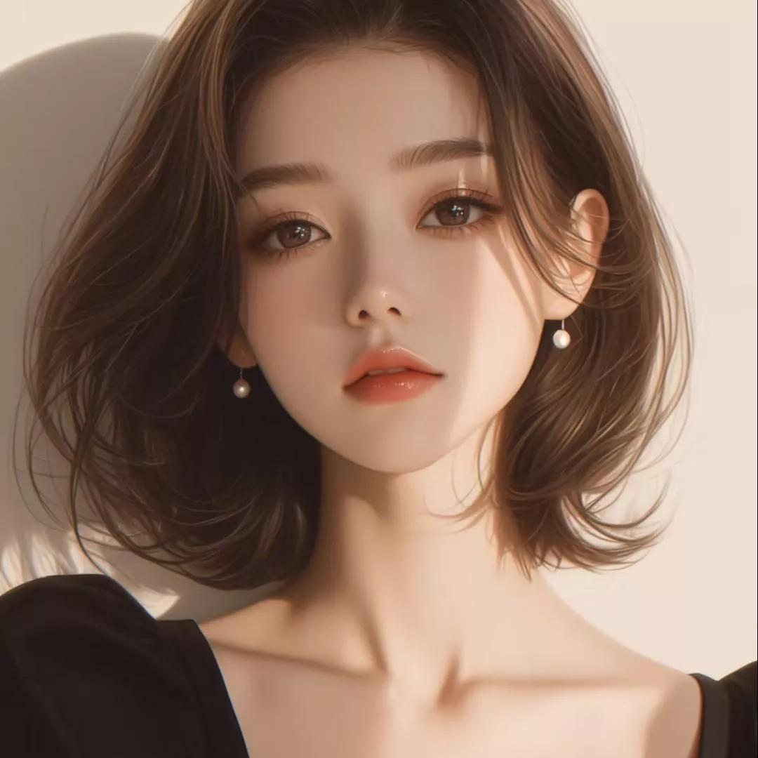 温柔又坚定的眼神，珍珠耳环点缀，黑发飘飘，美得不可方物。气质耳环女 气质女耳饰 