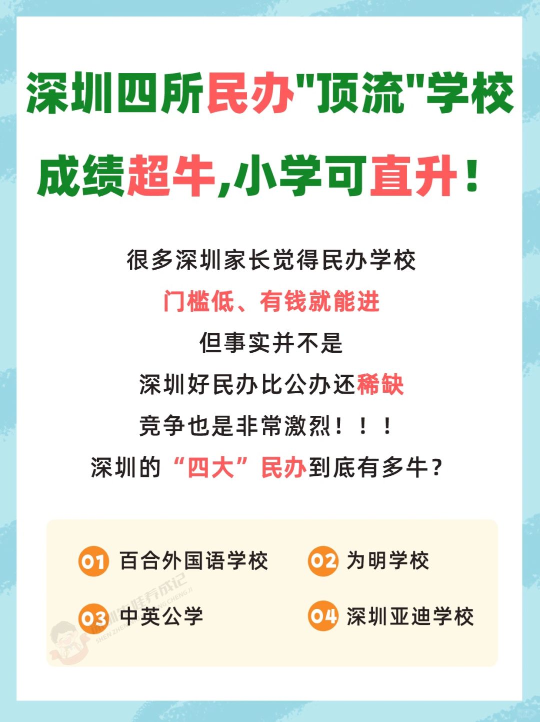 深圳四所民办顶流学校成绩超牛❗小学可直升