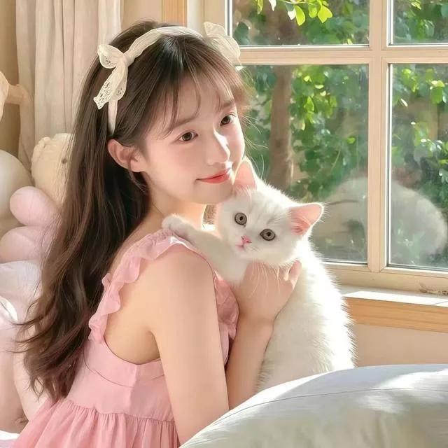 甜美少女与萌猫共舞，暖阳洒满心间露台上的萌猫 萌猫自拍 甜系萌猫少女 猫系少女照