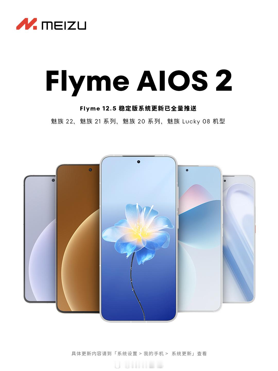 Flyme 12.5 稳定版全量推送魅族 22、魅族 21系列、魅族 20 系列