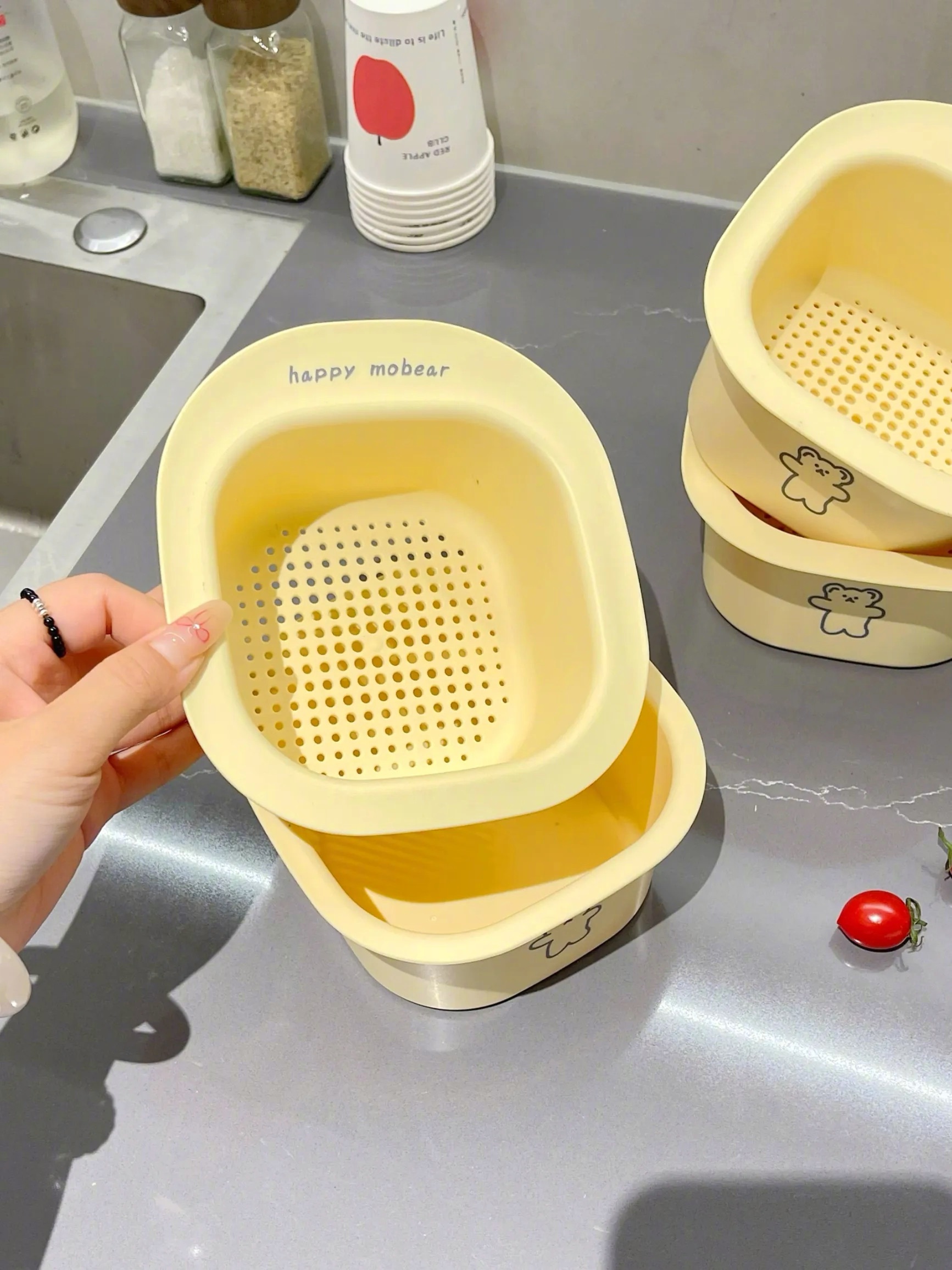 谁家厨房里的沥水篮那么可爱我不说奶噗噗的芝士黄🧀好元气还是mini款的 洗水果