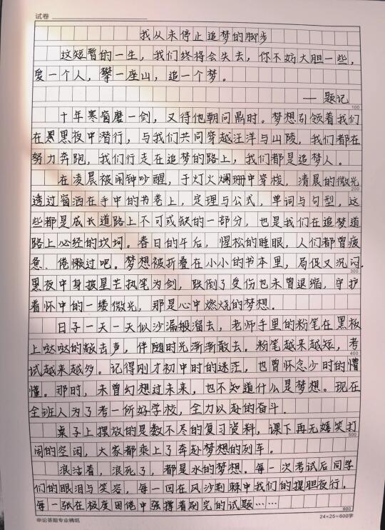 作文《我从未停止追梦的脚步》