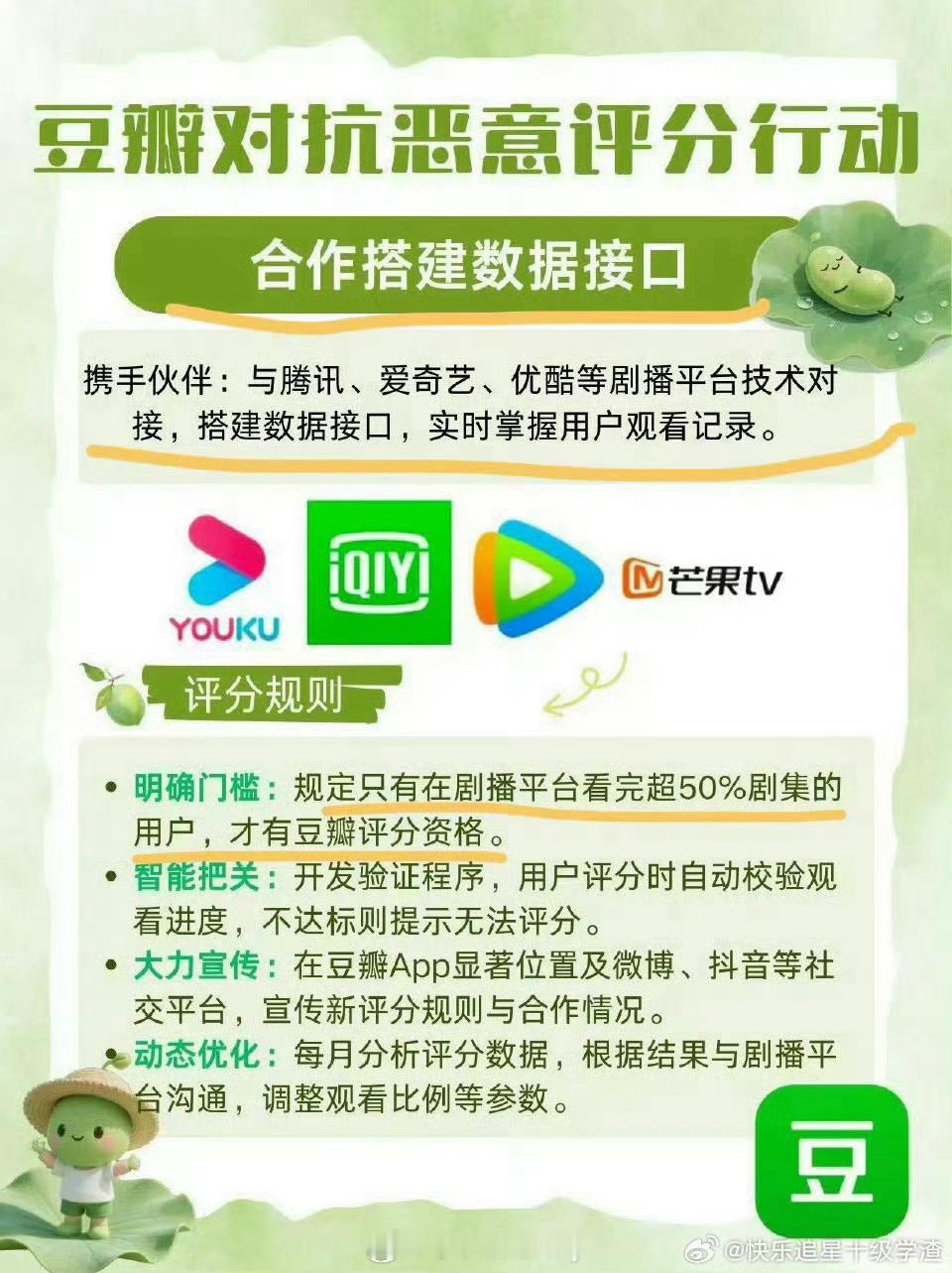 豆瓣评分改成这样了么，跟各大平台互通数据，看够50%才可以评分[喵喵] ​​​