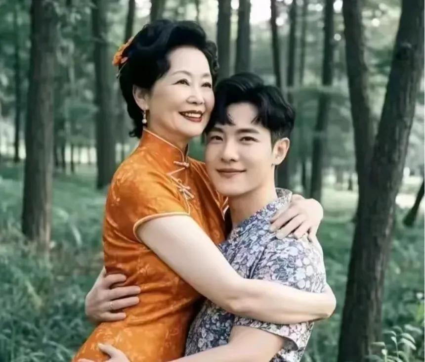 瞧瞧这两位搂在一起，关系肯定不一般！不知道是母子，还是情侣，不可能是夫妻吧！看着
