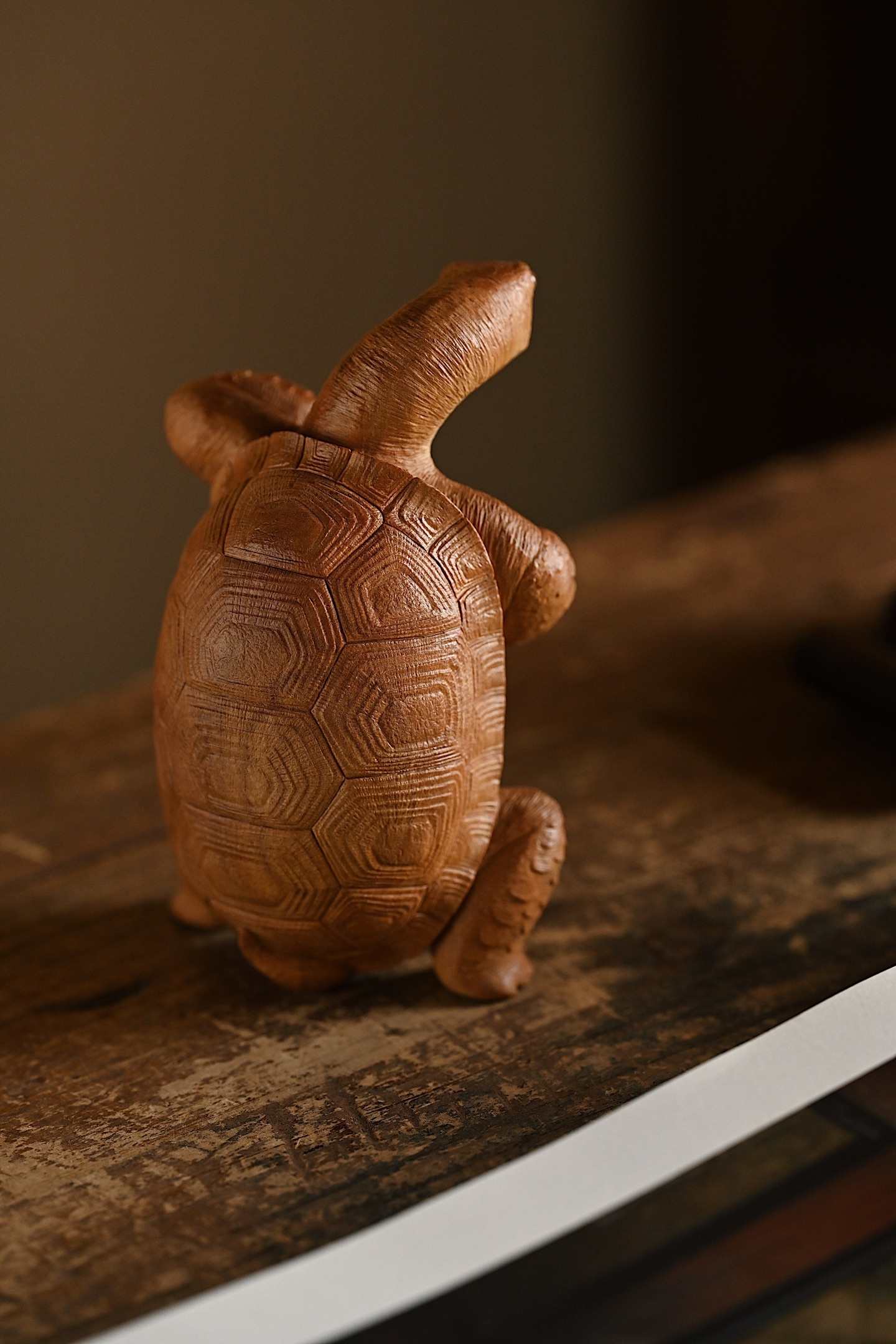 老山檀 | 灵龟料质细腻，雕刻灵龟背甲如城，鳞纹似篆。龟者，寿也，智也，守也。世