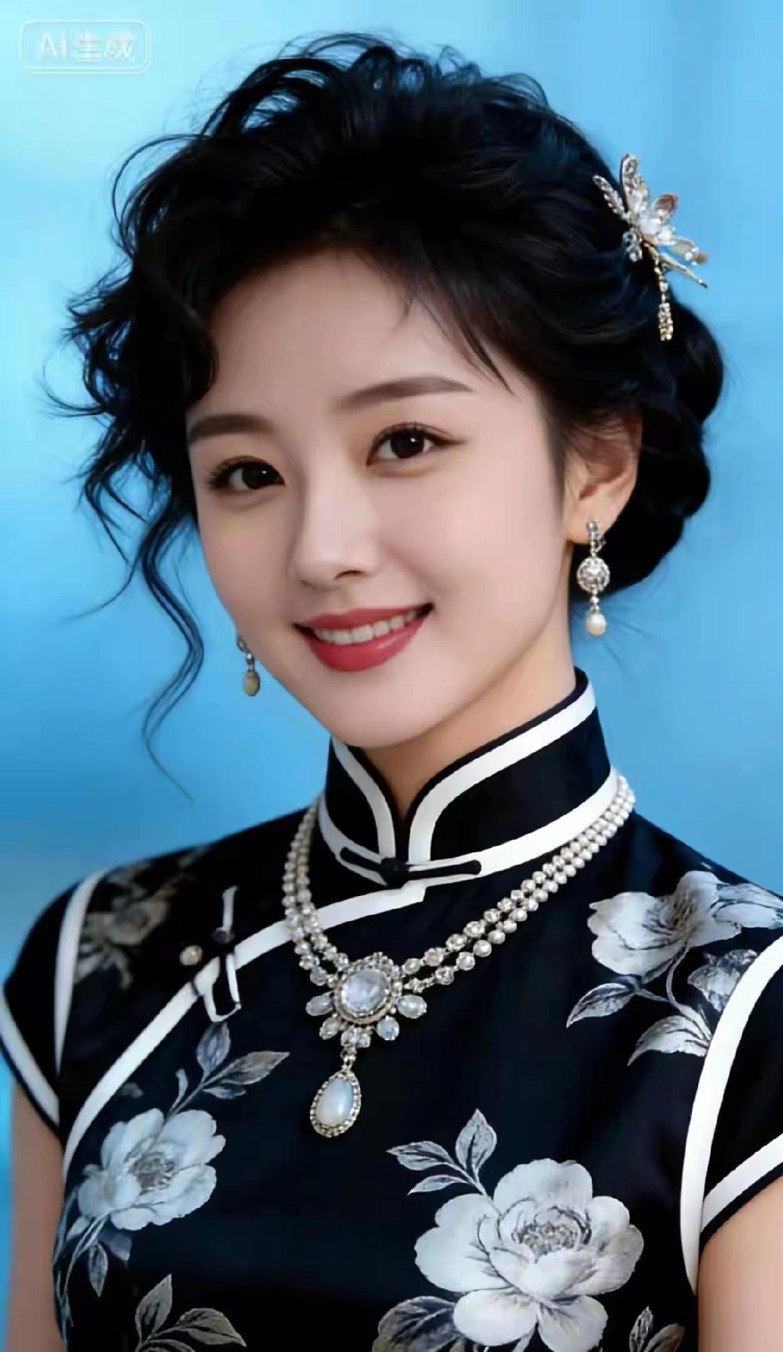 花钿美人笑，珠光满面妆。