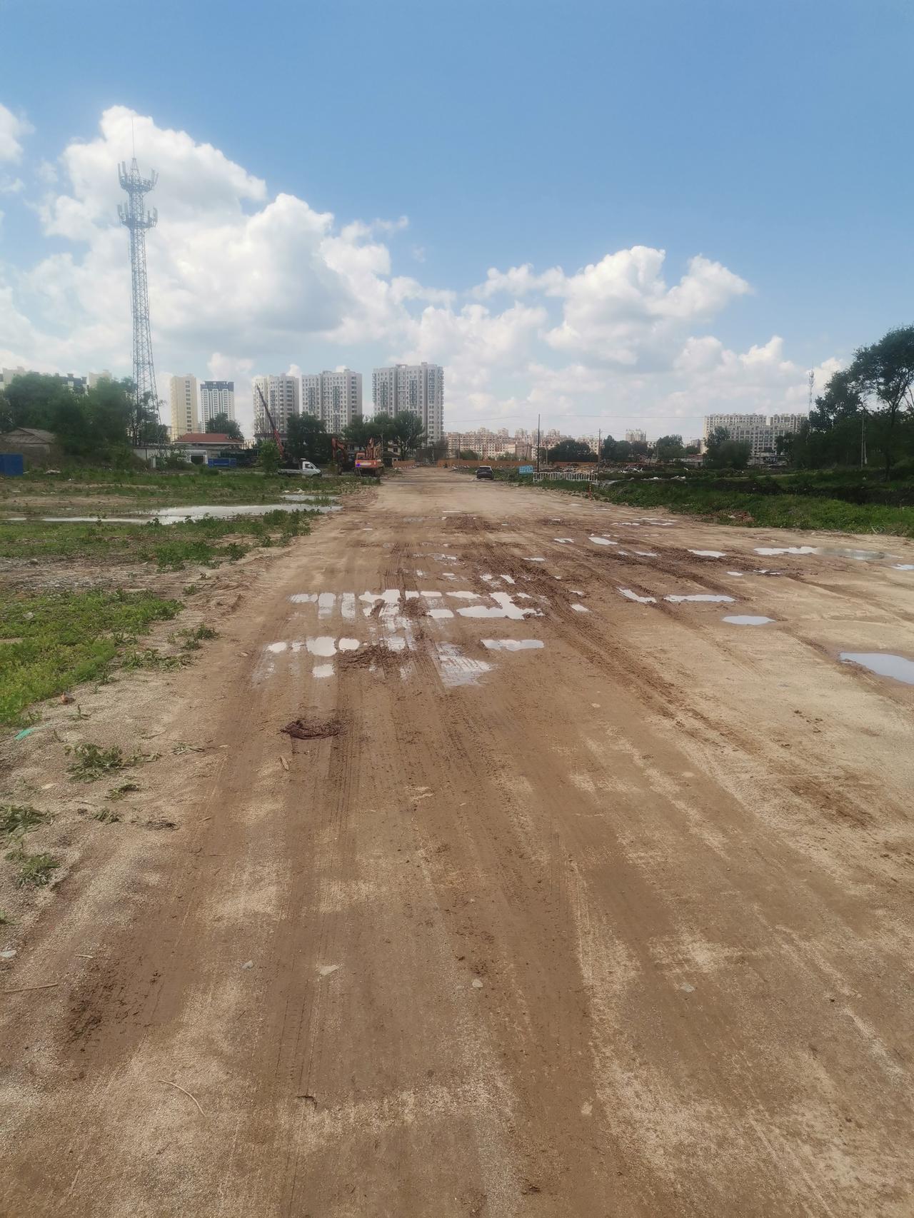 今天专程前往吉林市新城大路施工现场一探究竟。从苏合街到玫瑰园刚开始动工，时间紧任