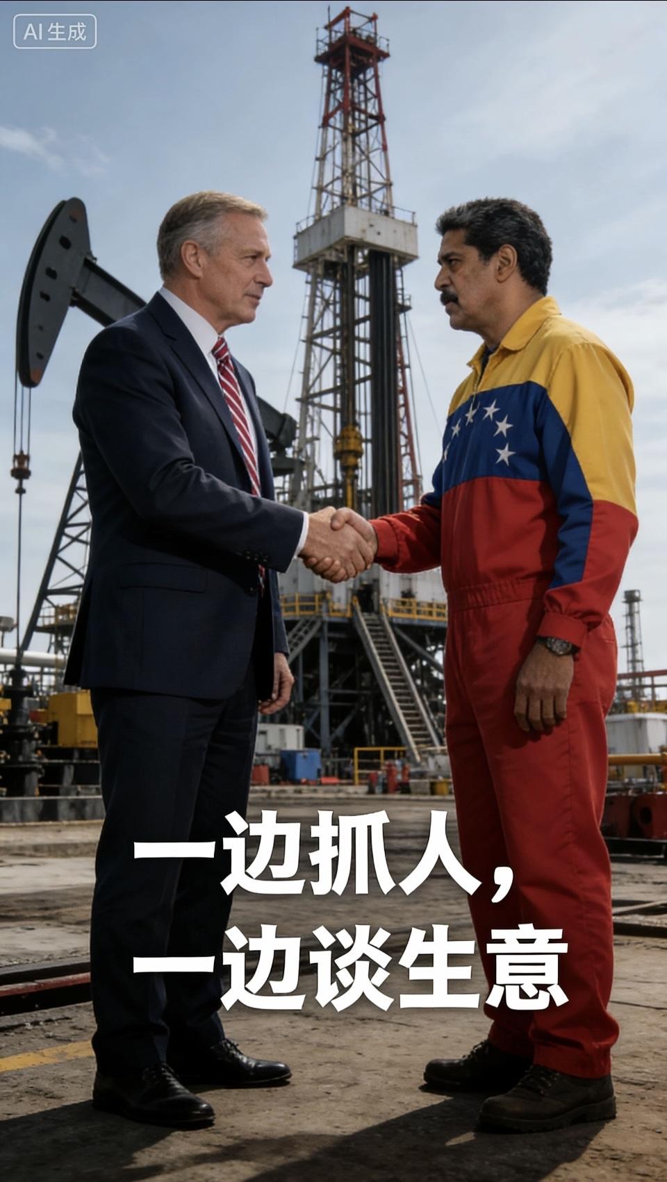 石油大亨与工人握手，一边抓人一边谈生意这种看似矛盾的场景背后，实则隐藏着石油行业