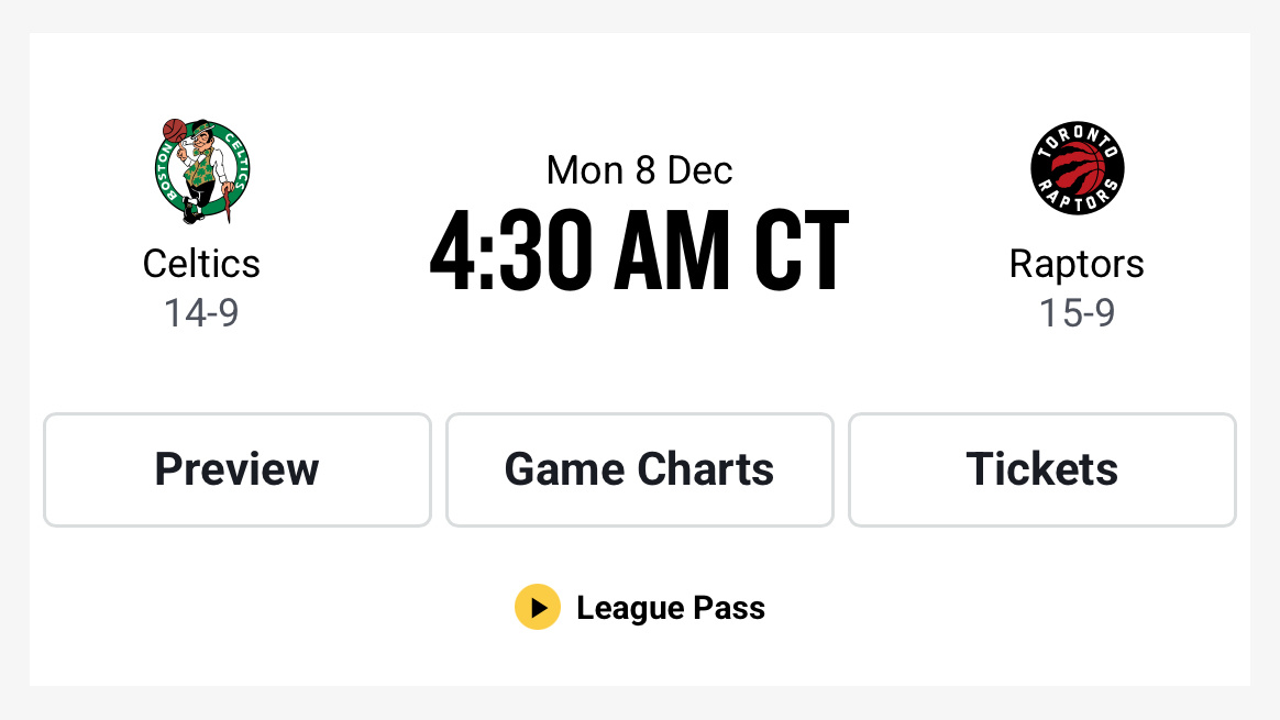 凯尔特人国度 直播预告 : 明早04:30【 2025-26赛季 】 NBA常规