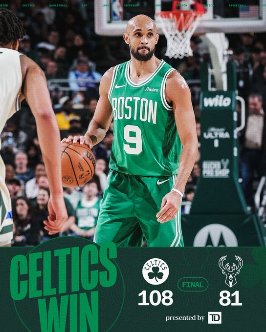 全场比赛结束，我们最终在客场108-81大胜雄鹿☘️普里查德25分4篮板9助攻☘