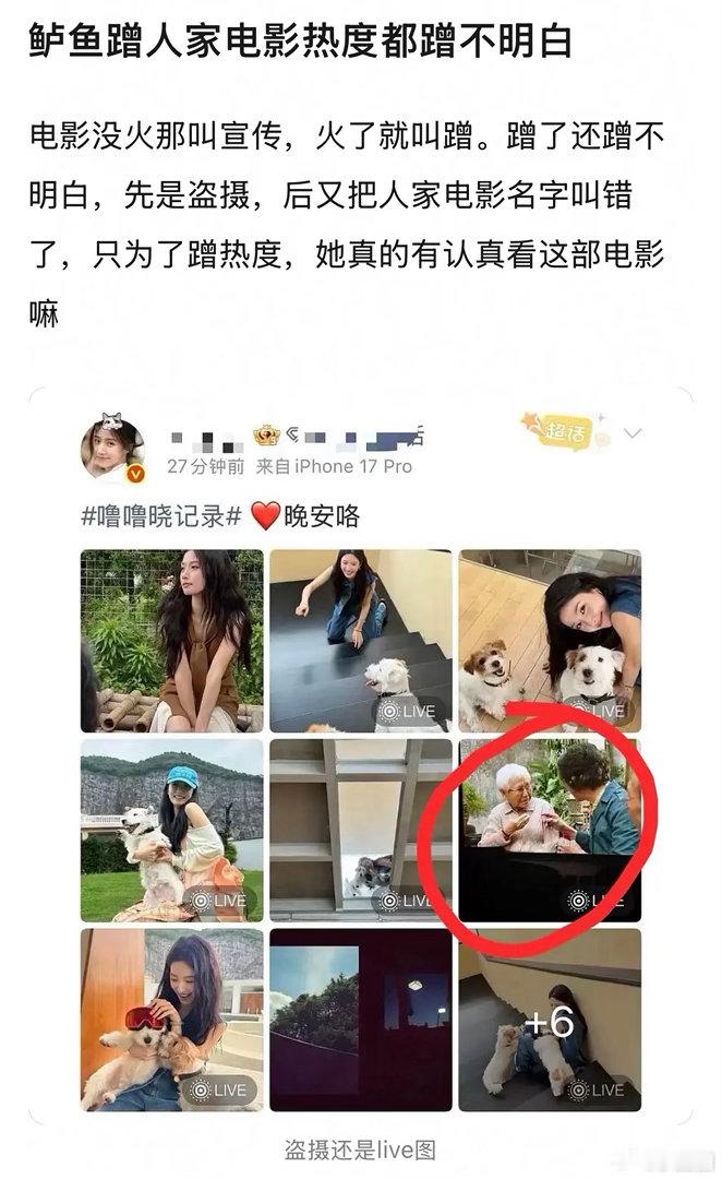 卢昱晓发了电影给阿嬷的情书盗摄live图片，之后编辑更换图片，但是图片中把电影名