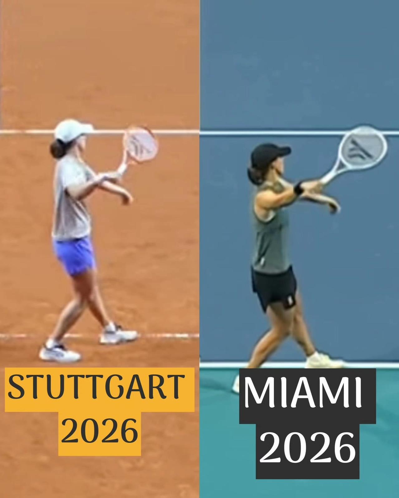 罗伊格执教首秀，眼尖的球迷发现，斯瓦泰克的发球动作相比于迈阿密站时有了明显改变。