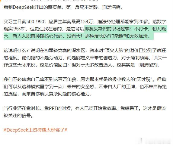 百万年薪是极少数人的天才税DeepSeek反常识的职场逻辑大厂普遍充斥漫长打杂和