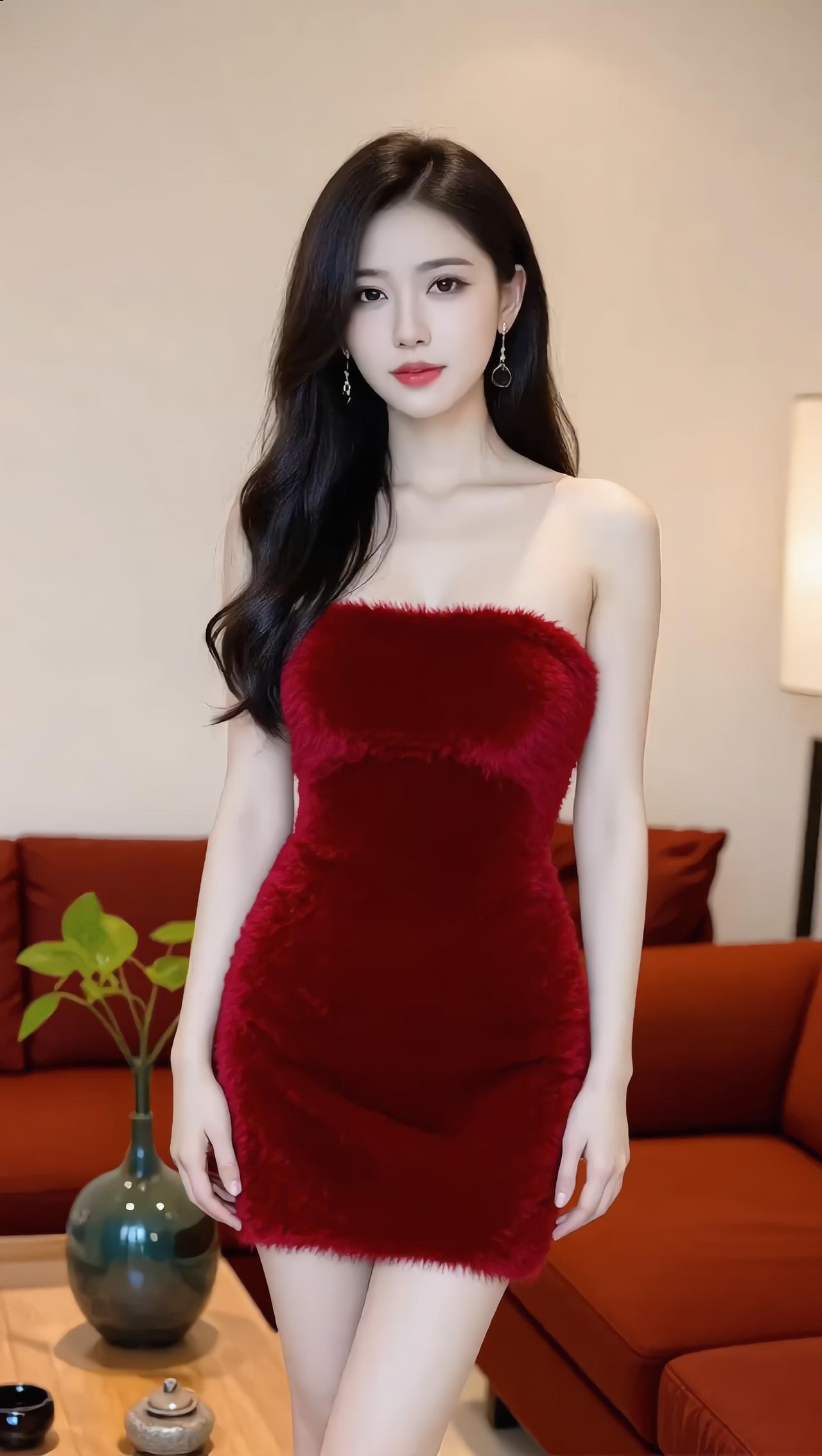 优雅红裙，惊艳全场！🌹👗💃