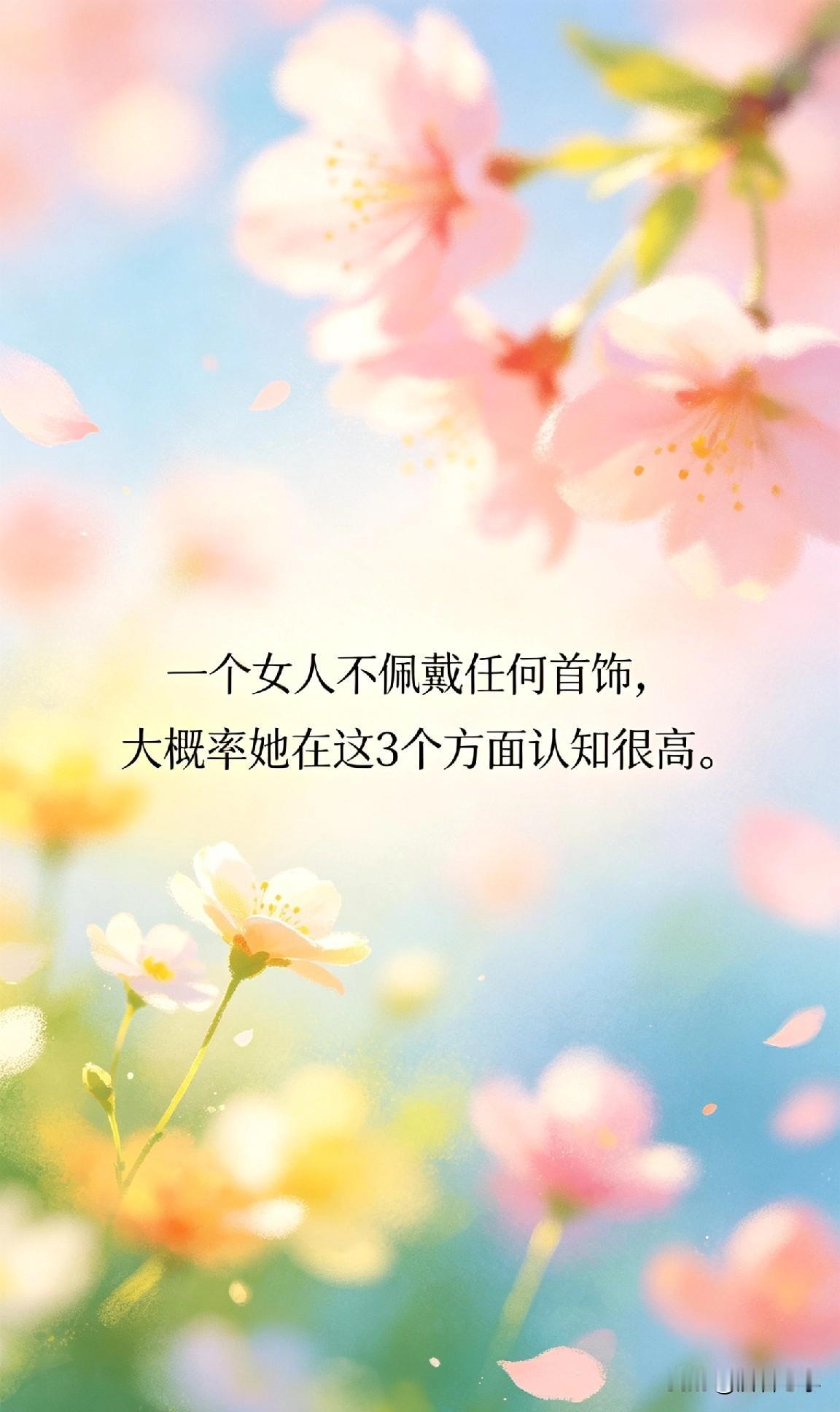 一个女人不佩戴任何首饰，大概率她在这3个方面认知很高。

你有没有发现，身边有些
