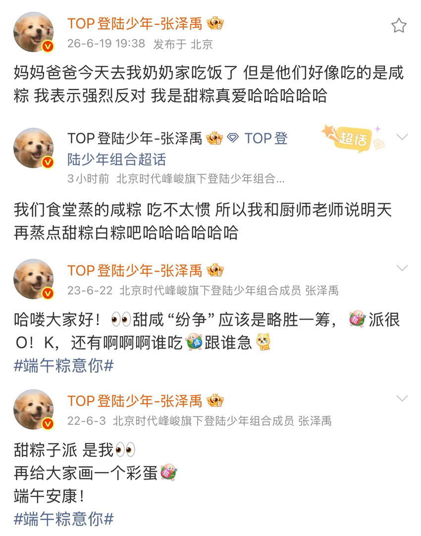 张泽禹全世界最坚定的甜粽党唯爱甜粽，爱吃甜食不是说说而已