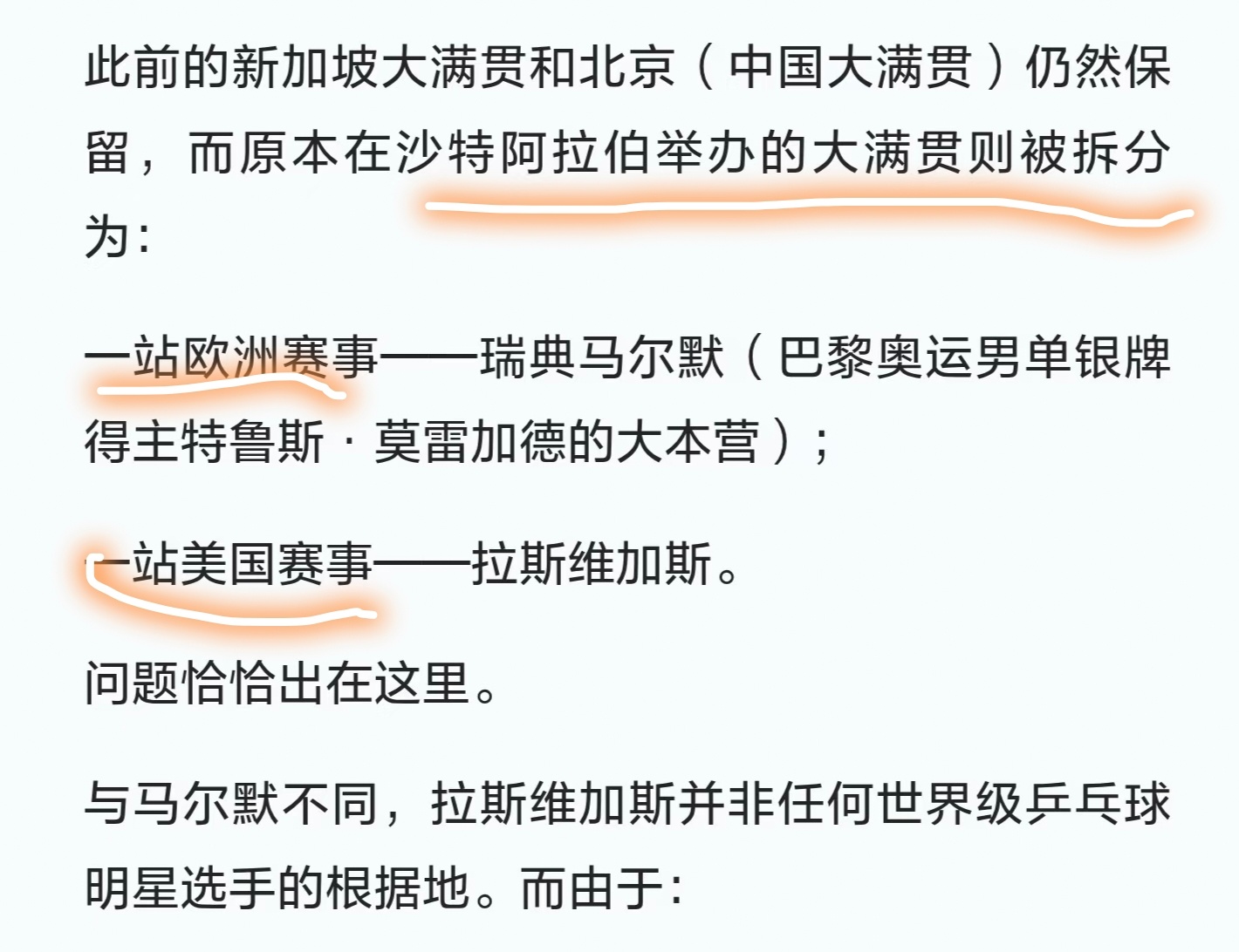 ittf自己说的哈，特殊举报的沙特大满贯拆分成了欧洲大满贯和美国大满贯，和现在的