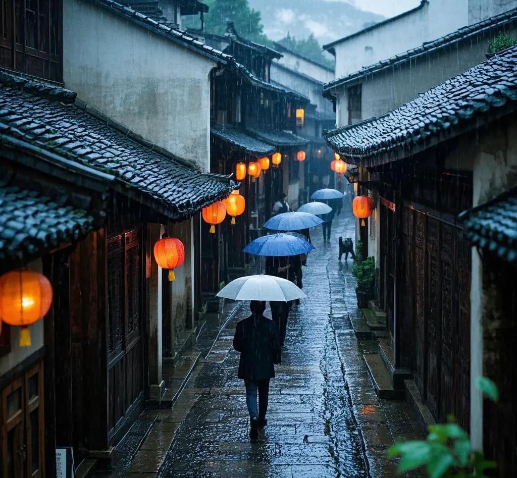 雨巷之美

雨，淅淅沥沥地飘落，为古老的小巷蒙上一层朦胧的纱衣。我撑着伞，踏入这