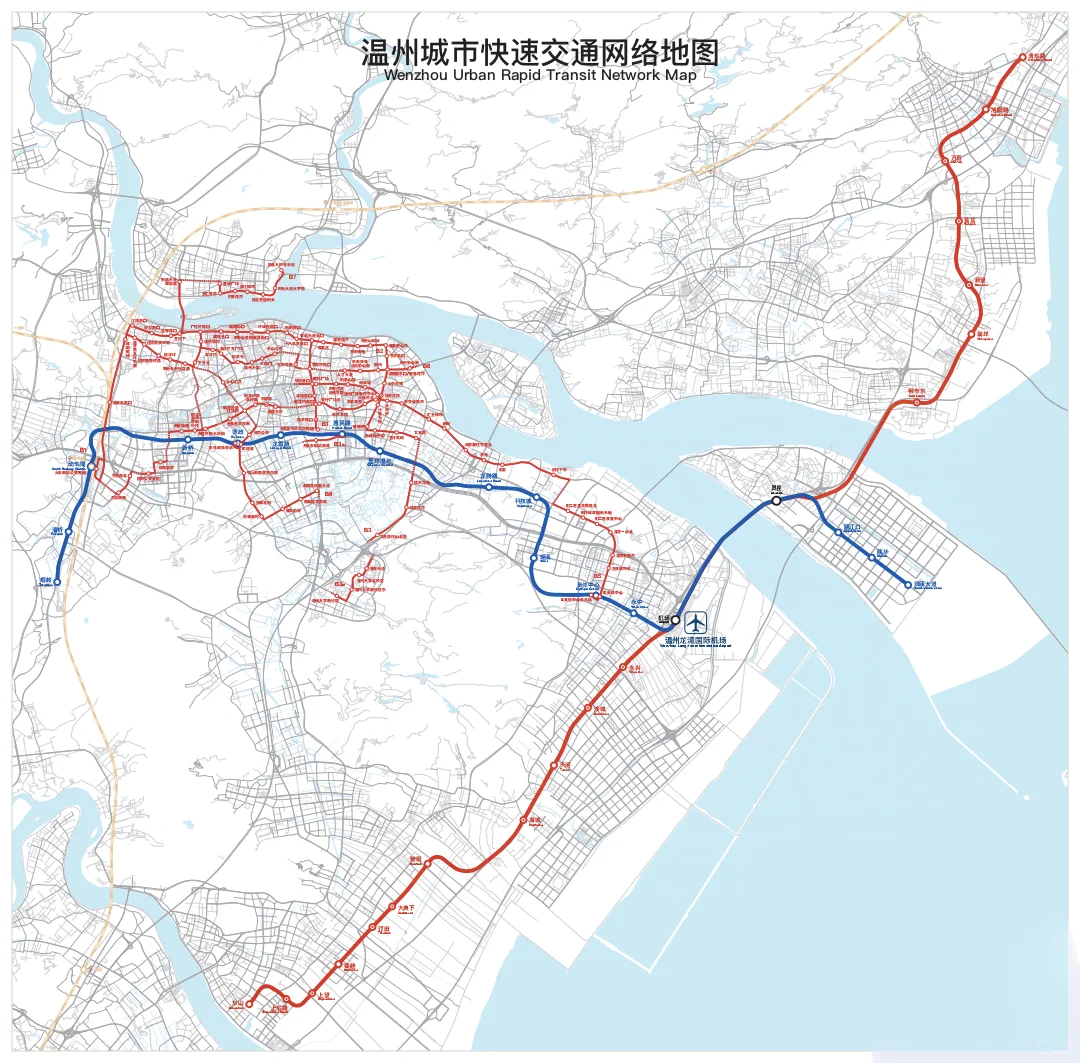 温州城市快速交通网络地图